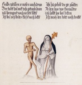 La mort et l'abbesse©Aquarelle d'Emmanuel Büchel 1768.